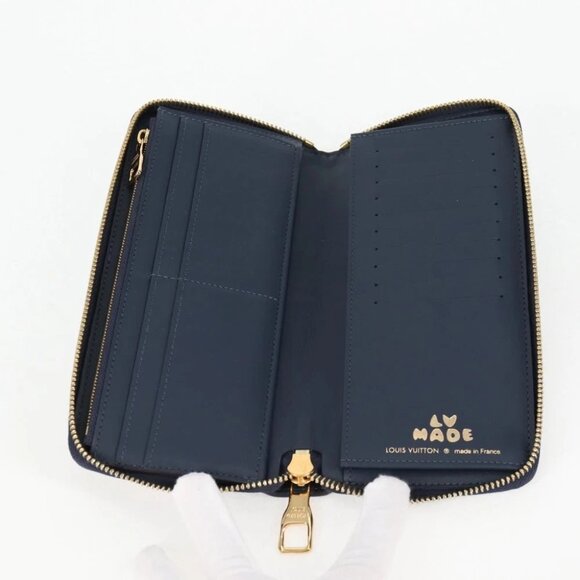 LOUIS VUITTON NIGO LV Squared Zippy Wallet Long Wallet Navy M81107 Auth 126433M - Picture 13 of 16